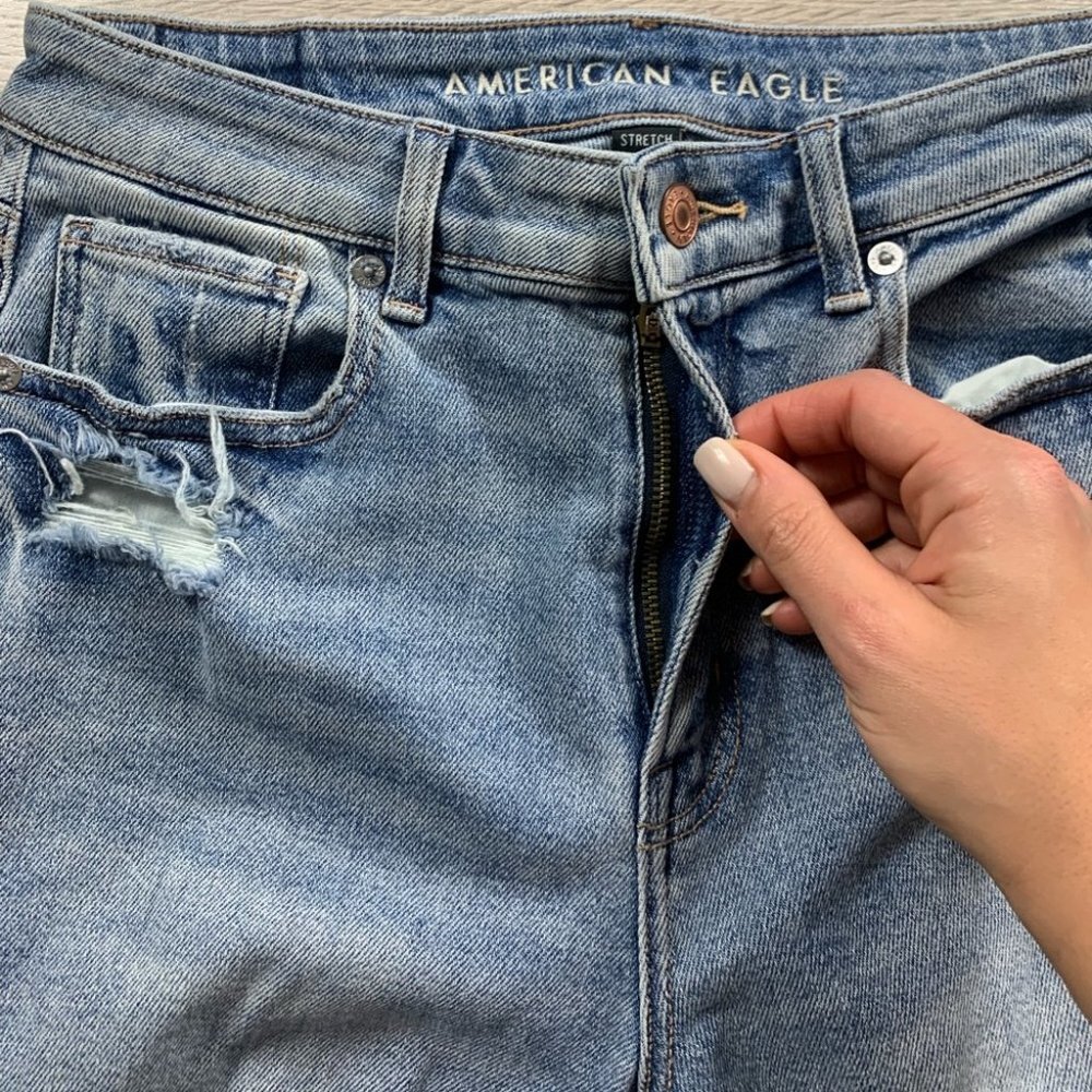 American Eagle AE Distressed High Rise Mom Jeans - Picture 6 of 13